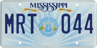 MS license plate MRT044