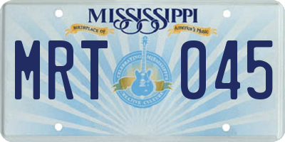 MS license plate MRT045