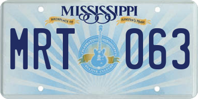 MS license plate MRT063