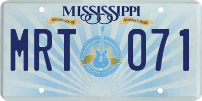 MS license plate MRT071