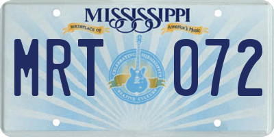 MS license plate MRT072