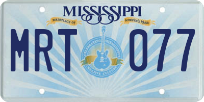 MS license plate MRT077