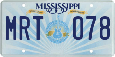 MS license plate MRT078