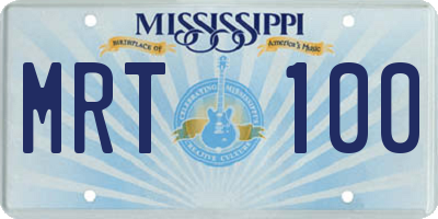 MS license plate MRT100