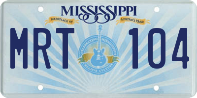 MS license plate MRT104