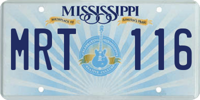 MS license plate MRT116