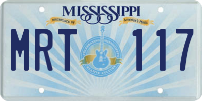 MS license plate MRT117