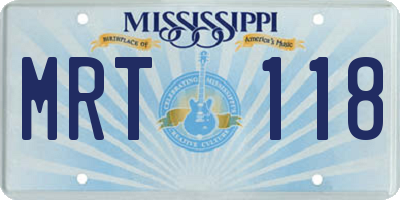 MS license plate MRT118