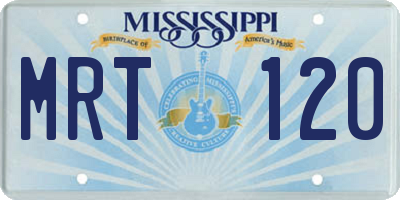 MS license plate MRT120