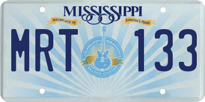 MS license plate MRT133