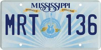 MS license plate MRT136