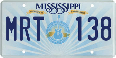 MS license plate MRT138