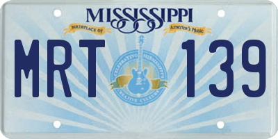 MS license plate MRT139