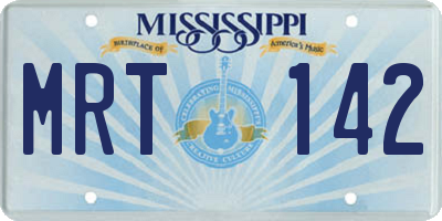 MS license plate MRT142