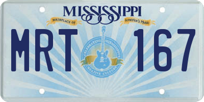 MS license plate MRT167