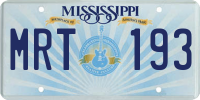 MS license plate MRT193