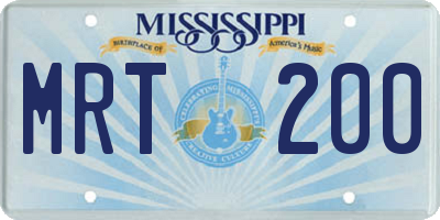 MS license plate MRT200