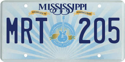 MS license plate MRT205