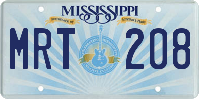 MS license plate MRT208