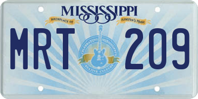 MS license plate MRT209
