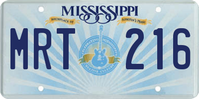 MS license plate MRT216