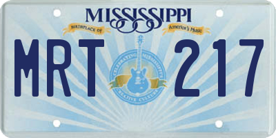 MS license plate MRT217