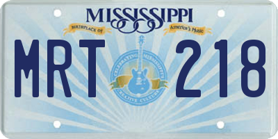 MS license plate MRT218