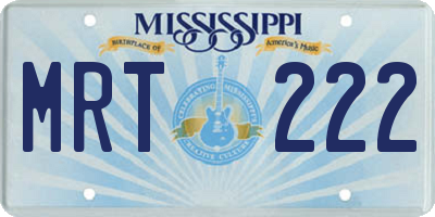 MS license plate MRT222
