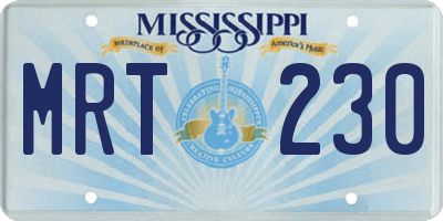 MS license plate MRT230