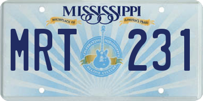 MS license plate MRT231