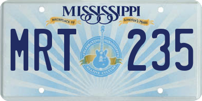 MS license plate MRT235