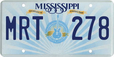 MS license plate MRT278
