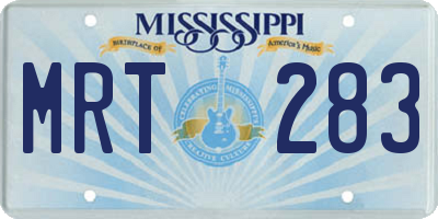 MS license plate MRT283