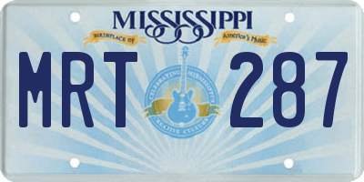 MS license plate MRT287