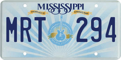 MS license plate MRT294