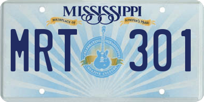 MS license plate MRT301