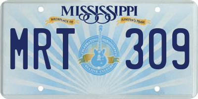 MS license plate MRT309