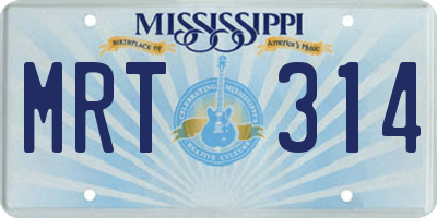 MS license plate MRT314