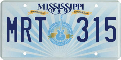 MS license plate MRT315