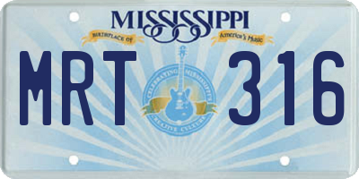 MS license plate MRT316