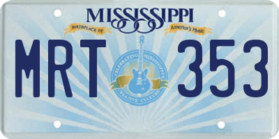 MS license plate MRT353