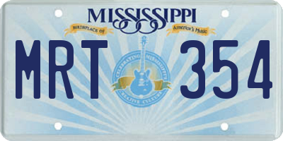 MS license plate MRT354