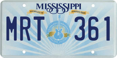 MS license plate MRT361