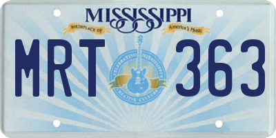 MS license plate MRT363