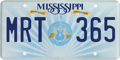MS license plate MRT365