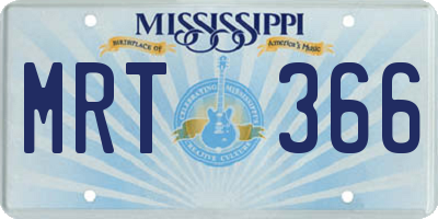 MS license plate MRT366