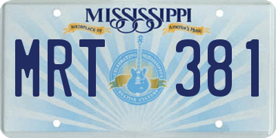 MS license plate MRT381