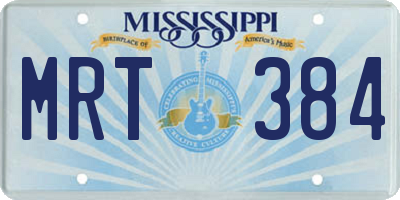 MS license plate MRT384