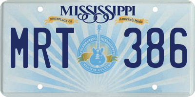 MS license plate MRT386