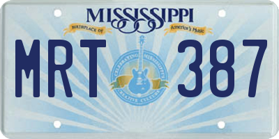 MS license plate MRT387